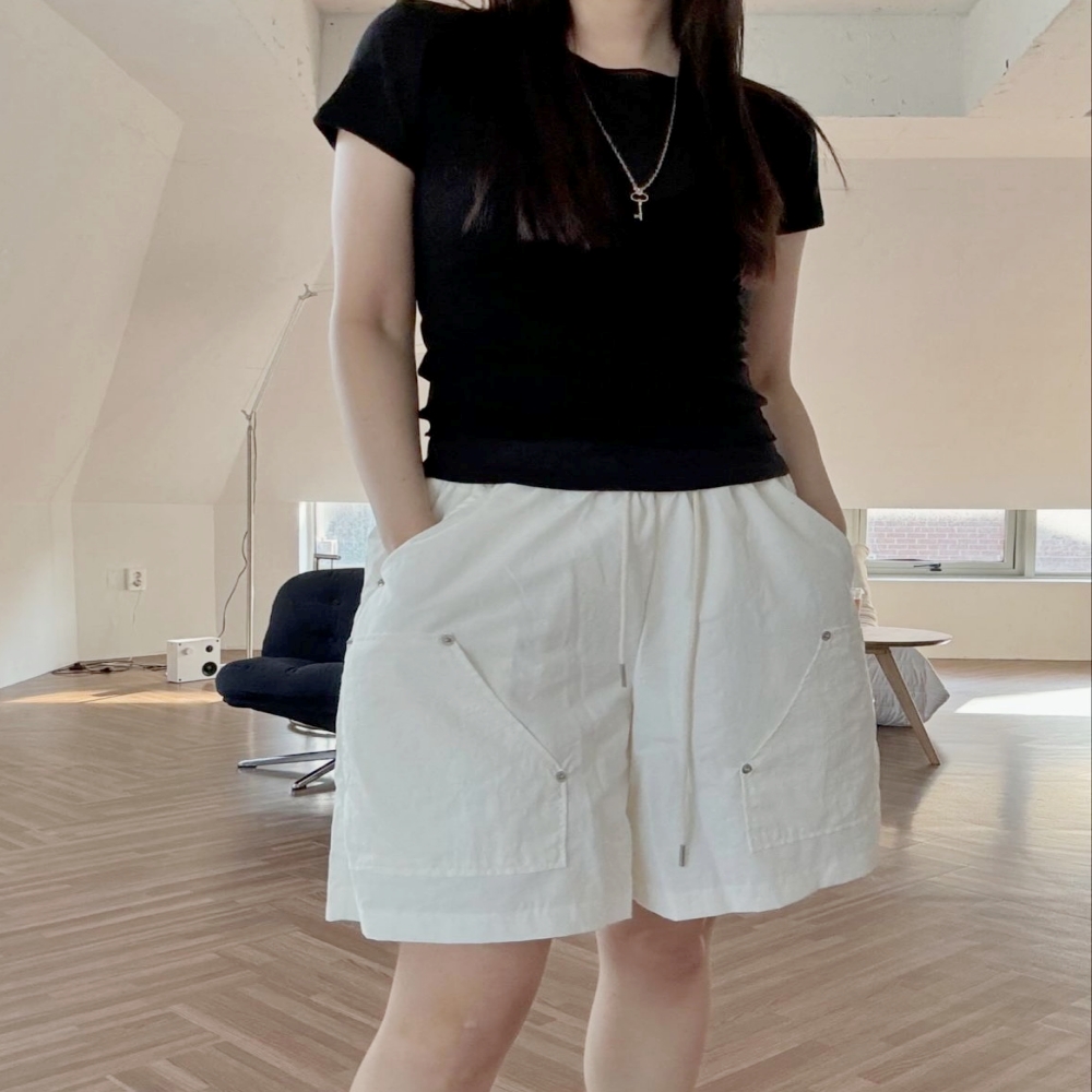 여성 뷔스티에 여름반팔티 나시 반팔 세트 여자 거즈 얇은 티 이미지 7