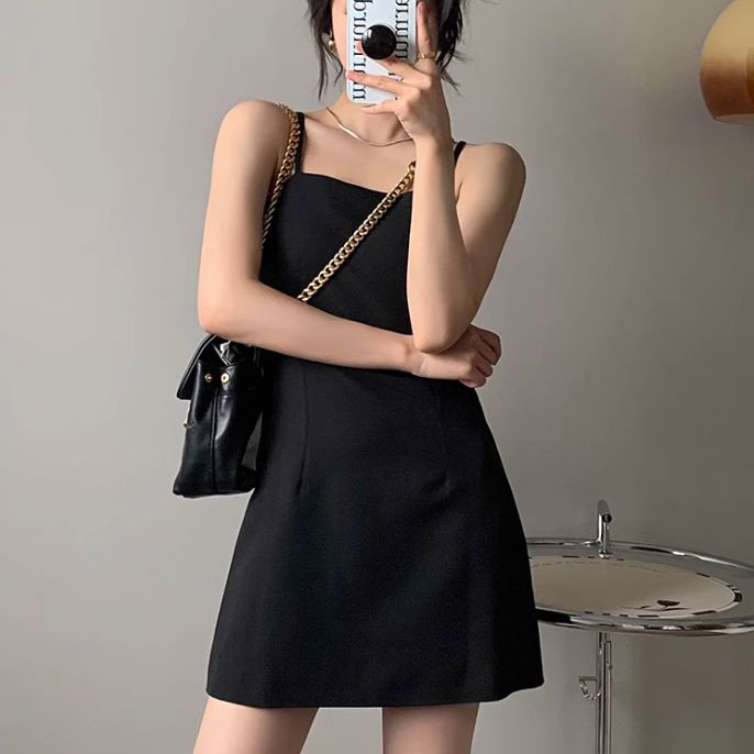 러블리해라 결혼식하객룩 미니 블랙 끈 나시원피스 - 상세 이미지 2