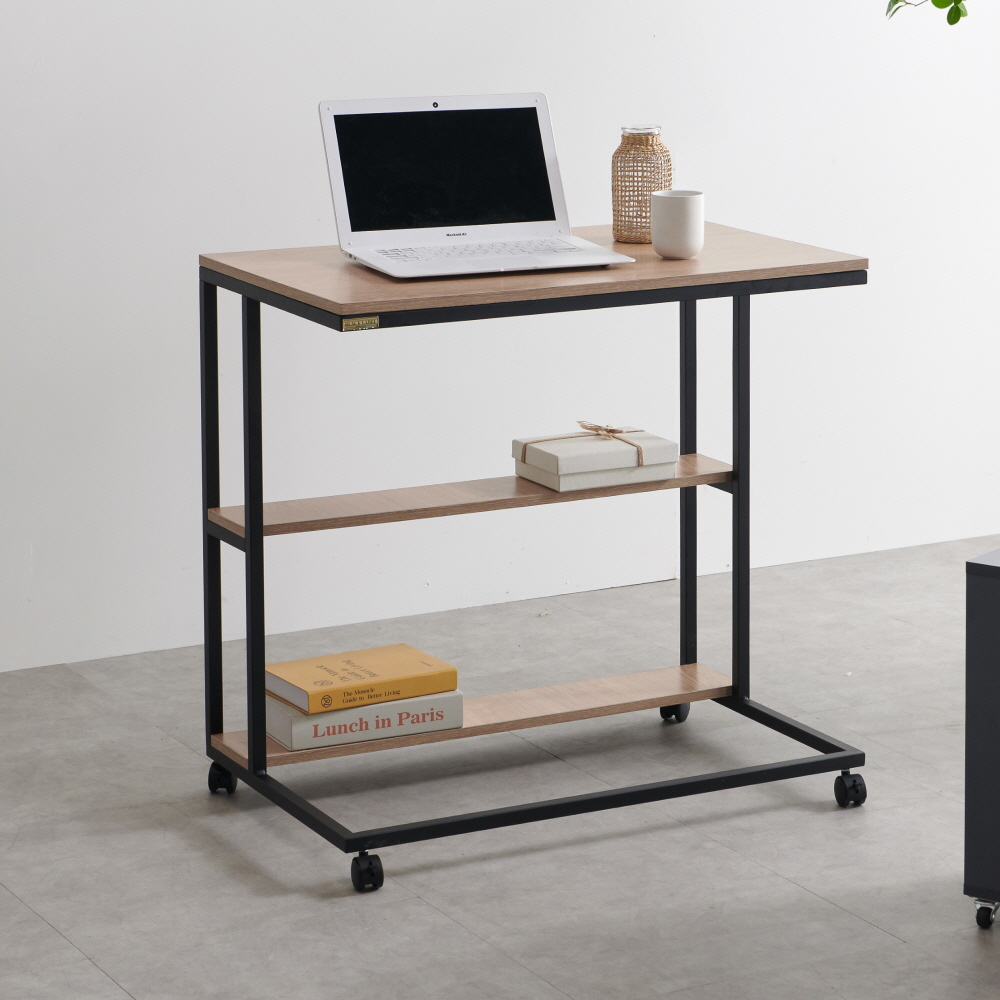 바퀴달린 이동식 사이드 테이블 선반 협탁 노트북 책상 철제 탁자
