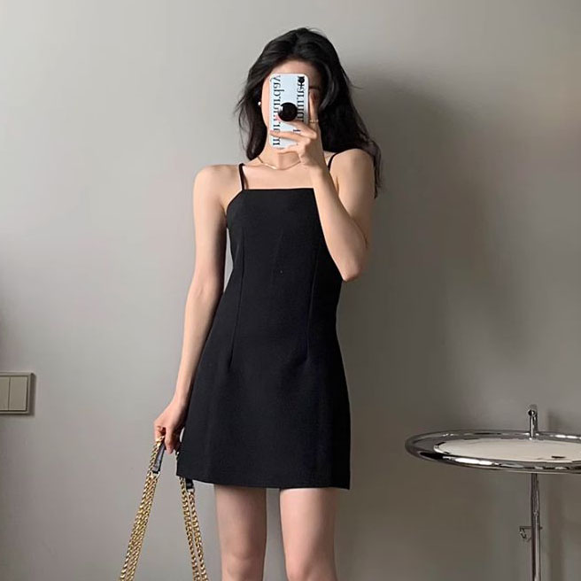 러블리해라 결혼식하객룩 미니 블랙 끈 나시원피스 - 상세 이미지 3