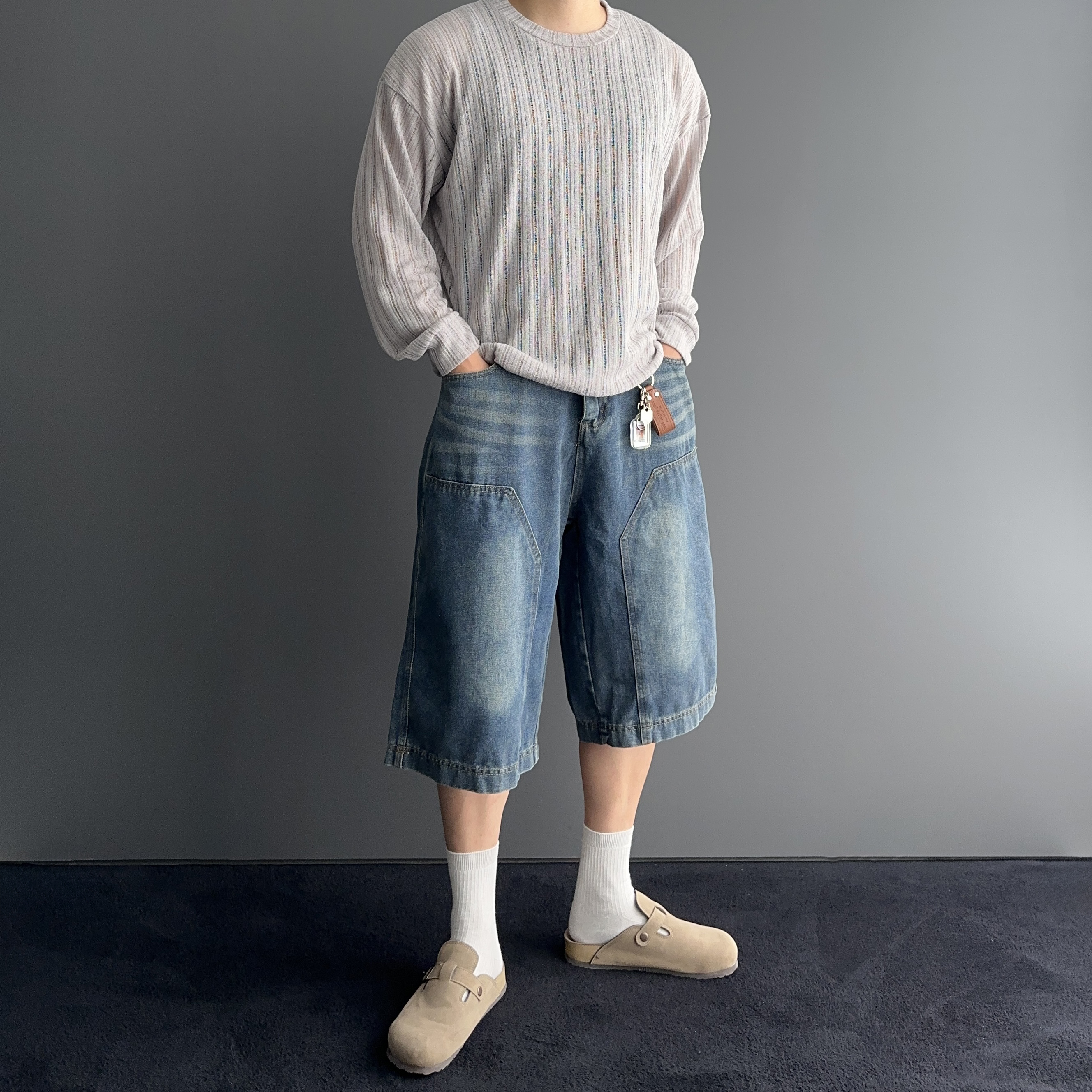 남자7부청바지 남자청반바지 이미지 8