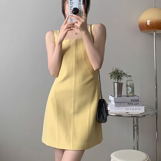 러블리해라 데이트룩 바캉스 블랙 여성 스퀘어넥 미니원피스 - 상세 이미지 2
