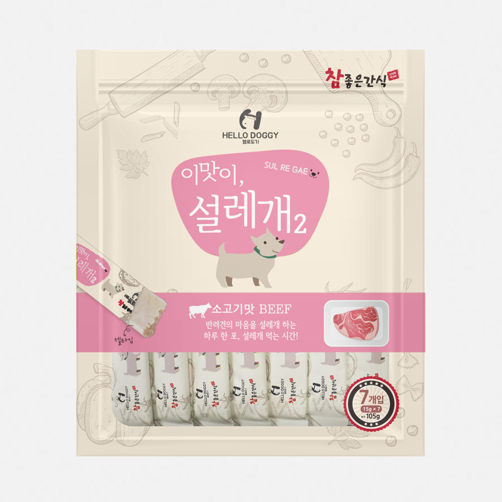 헬로도기 설레게 설레개 강아지츄르 강아지유동식 짜먹는간식 7p 소고기 - 상세 이미지 3