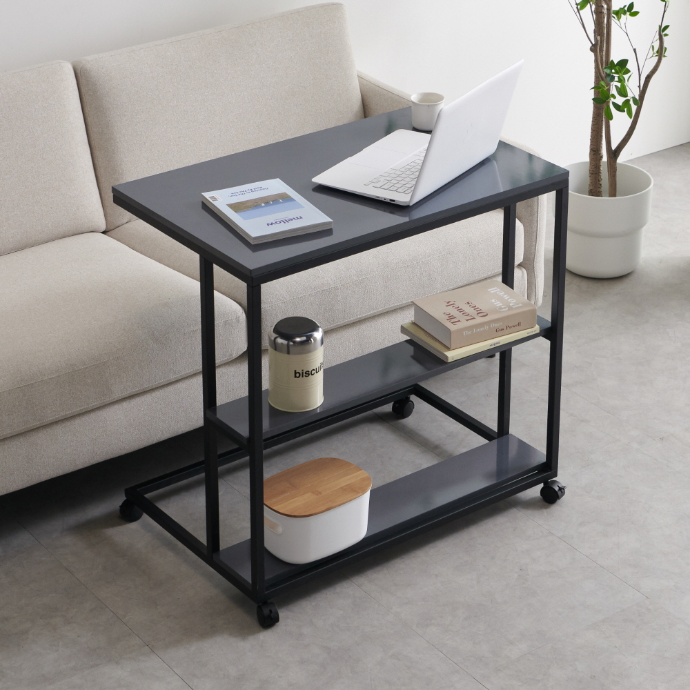 바퀴달린 이동식 사이드 테이블 선반 협탁 노트북 책상 철제 탁자