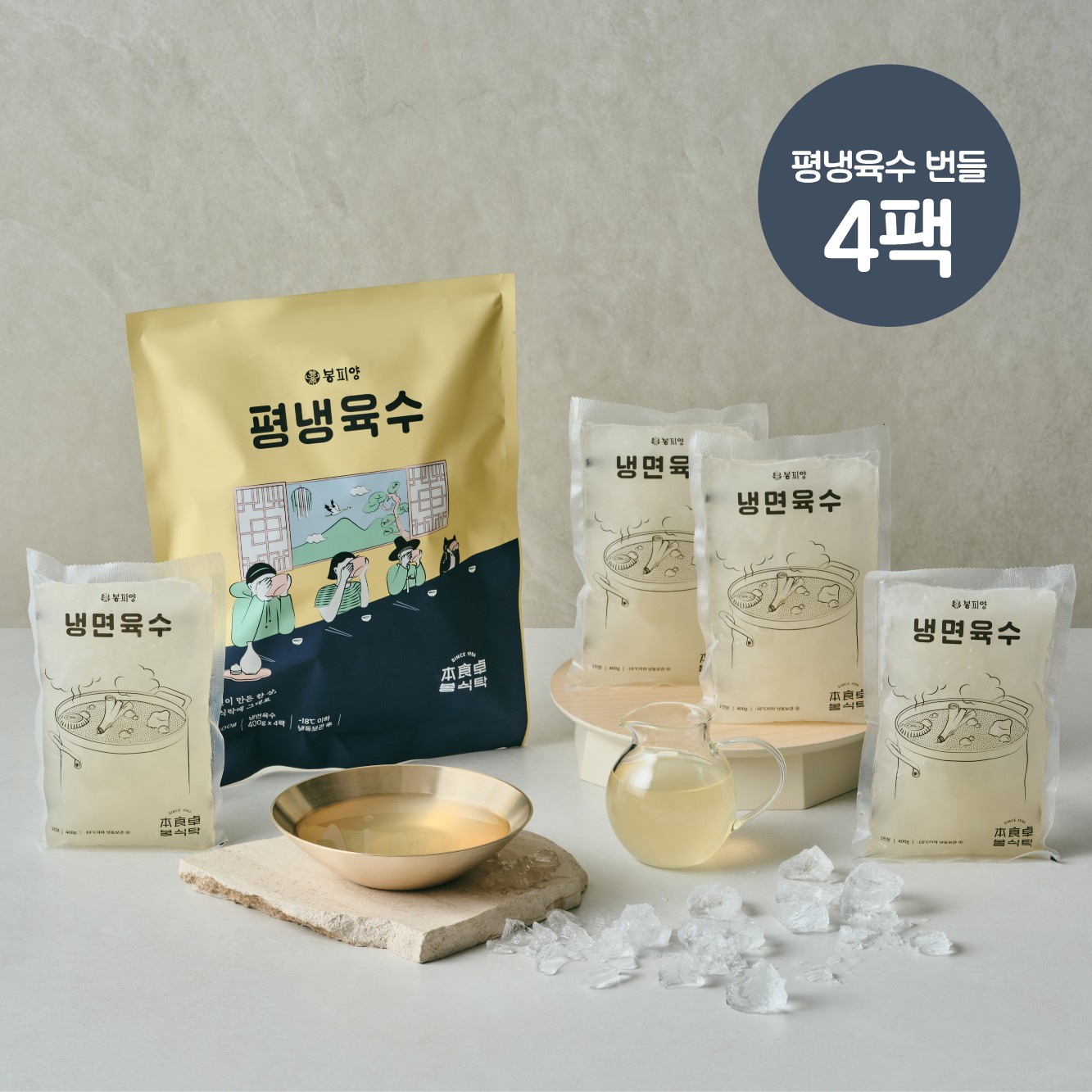 봉피양 평양냉면 660g 4팩 + 평냉육수(4팩 번들) 1.6kg 1팩, 네이버 단독 세트 - 상세 이미지 5