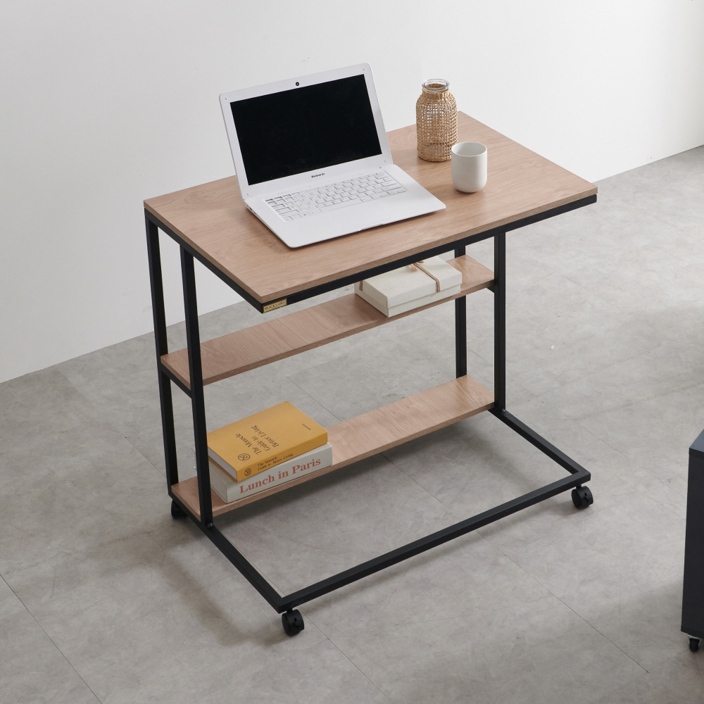 바퀴달린 이동식 사이드 테이블 선반 협탁 노트북 책상 철제 탁자