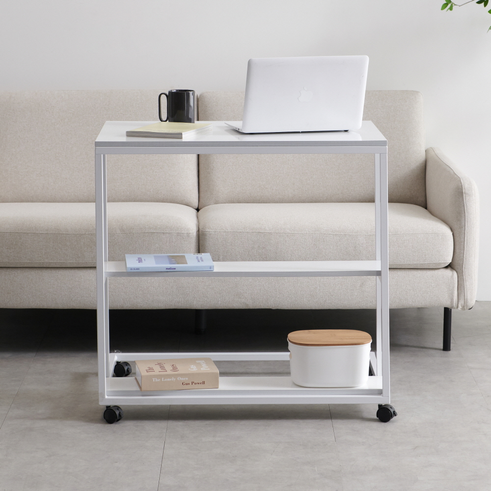 바퀴달린 이동식 사이드 테이블 선반 협탁 노트북 책상 철제 탁자