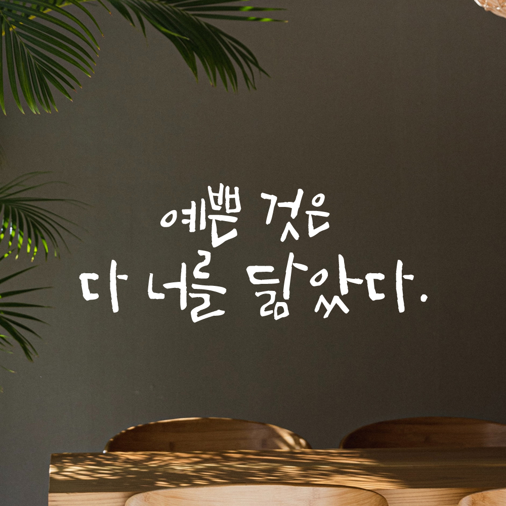 인테리어 포인트 그래픽 캘리그라피 레터링 스티커 예쁜 것은 다 너를 닮았다 LC-061S 검정 - 상세 이미지 2