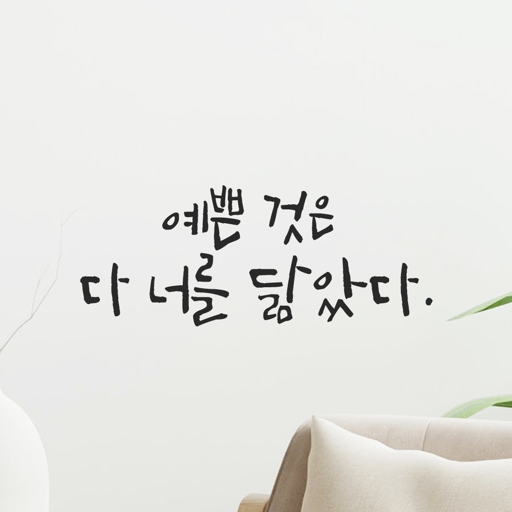 인테리어 포인트 그래픽 캘리그라피 레터링 스티커 예쁜 것은 다 너를 닮았다 LC-061S 검정 - 상품 이미지