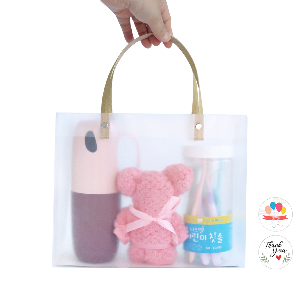 니즈엘 고리 수건 곰 타올(소) 30x30 어린이집 생일 답례품, 파스텔칫솔(핑크세트) - 상품 이미지