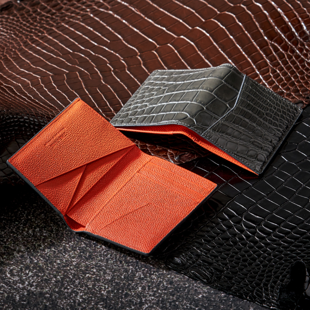 더퀴르 악어가죽 지폐수납 카드지갑 포켓오거나이저 현금수납 남자 명품 지갑