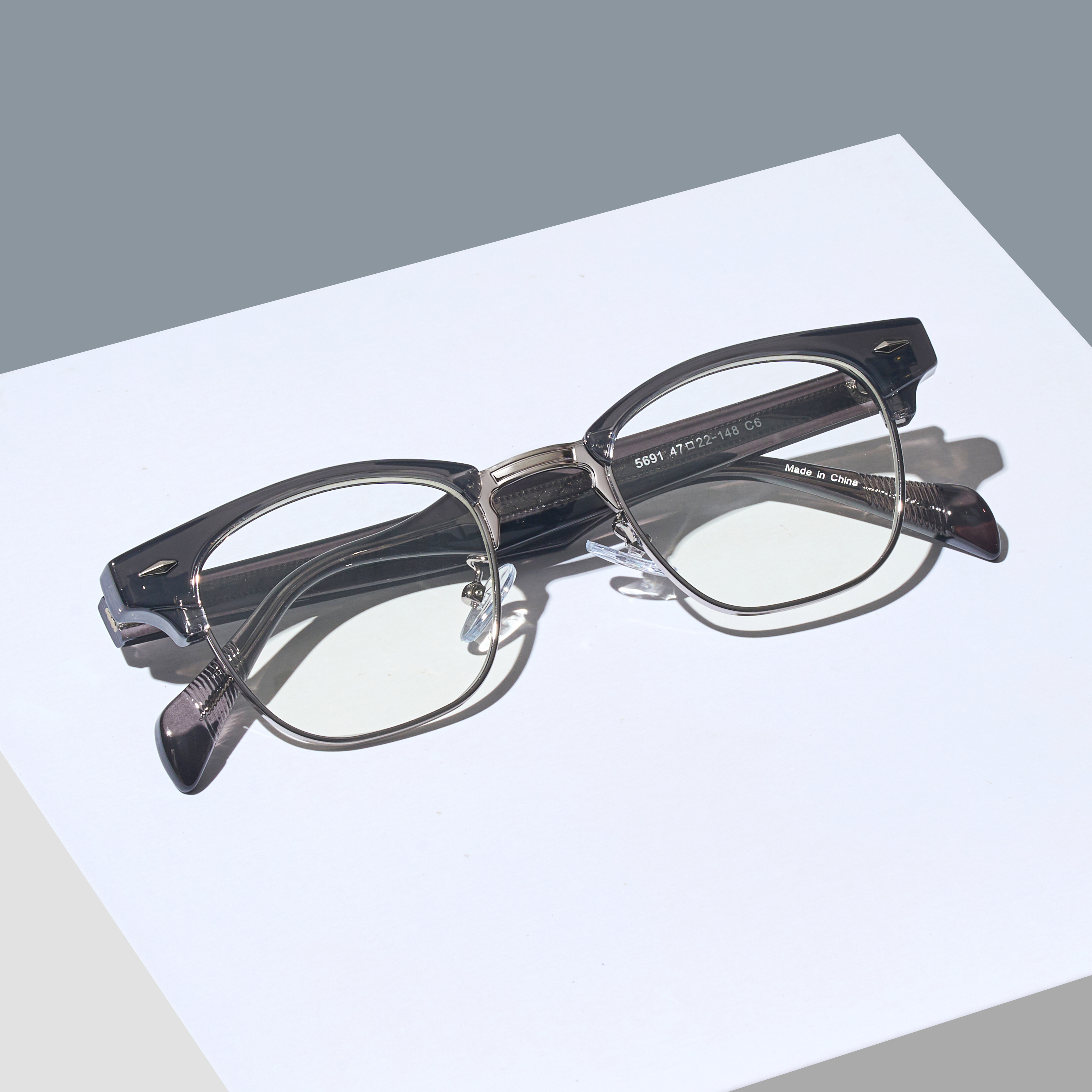 빈티지 사각 하금테 반뿔테 안경 반테 자외선 블루라이트 차단