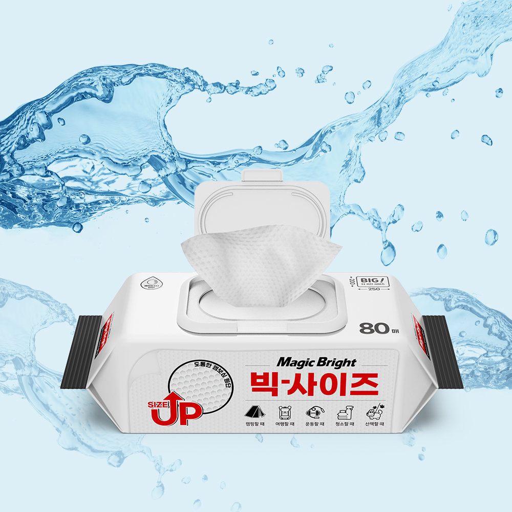 빅사이즈 물티슈 대형 도톰한 대용량 두꺼운 엠보싱 10팩 20팩 캡형 80매, 10개 상품 이미지