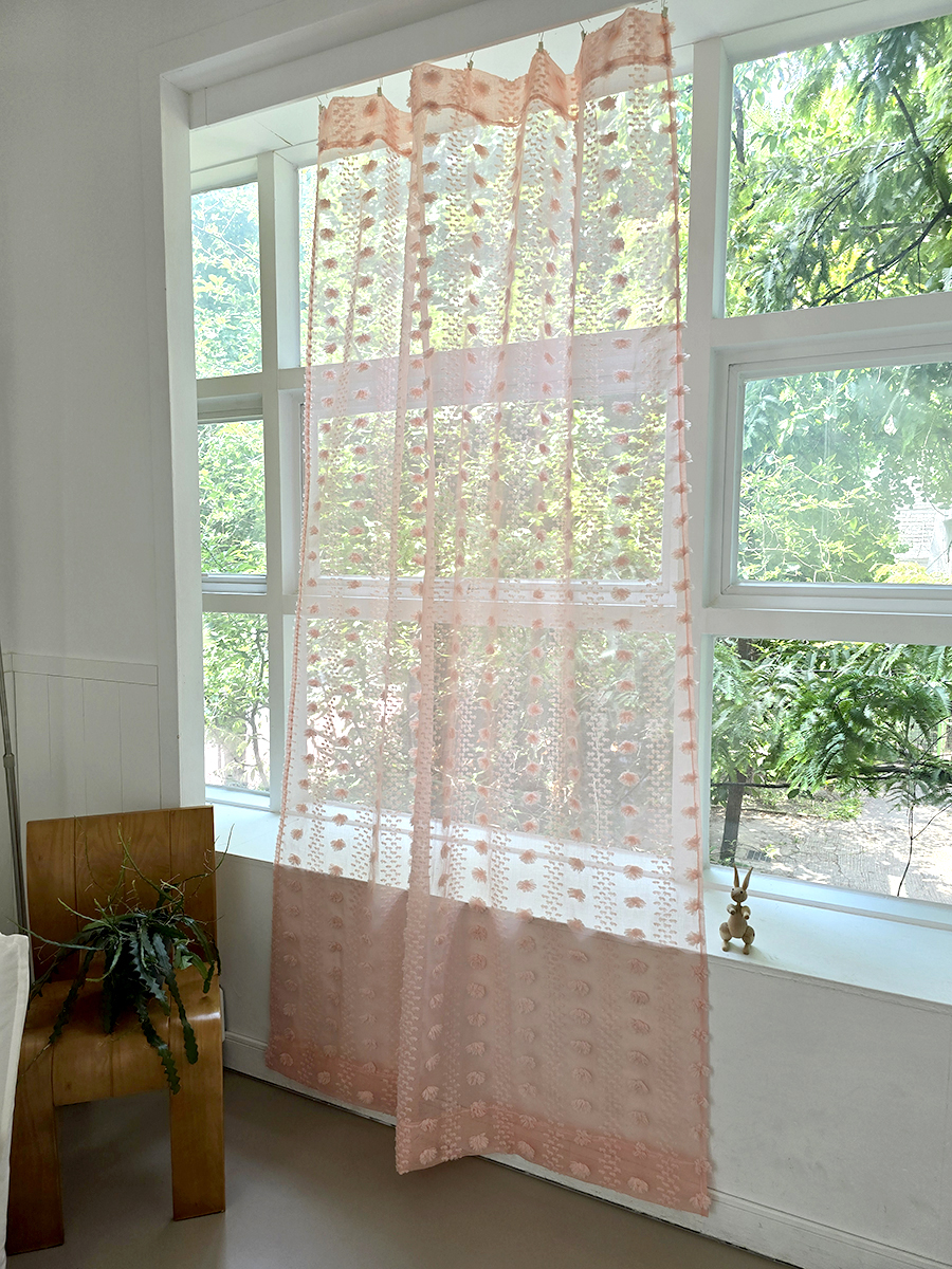 블랑쉬 사랑스러운 피치 퐁퐁 로맨틱커튼 130x240