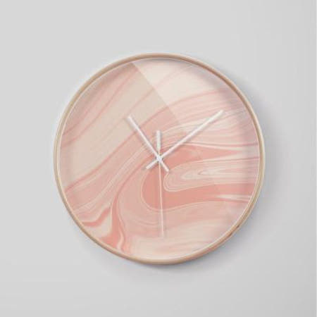 [녹스디자인][리플렉스] 자작나무 무소음 인테리어 오렌지마블 벽시계 NET73W