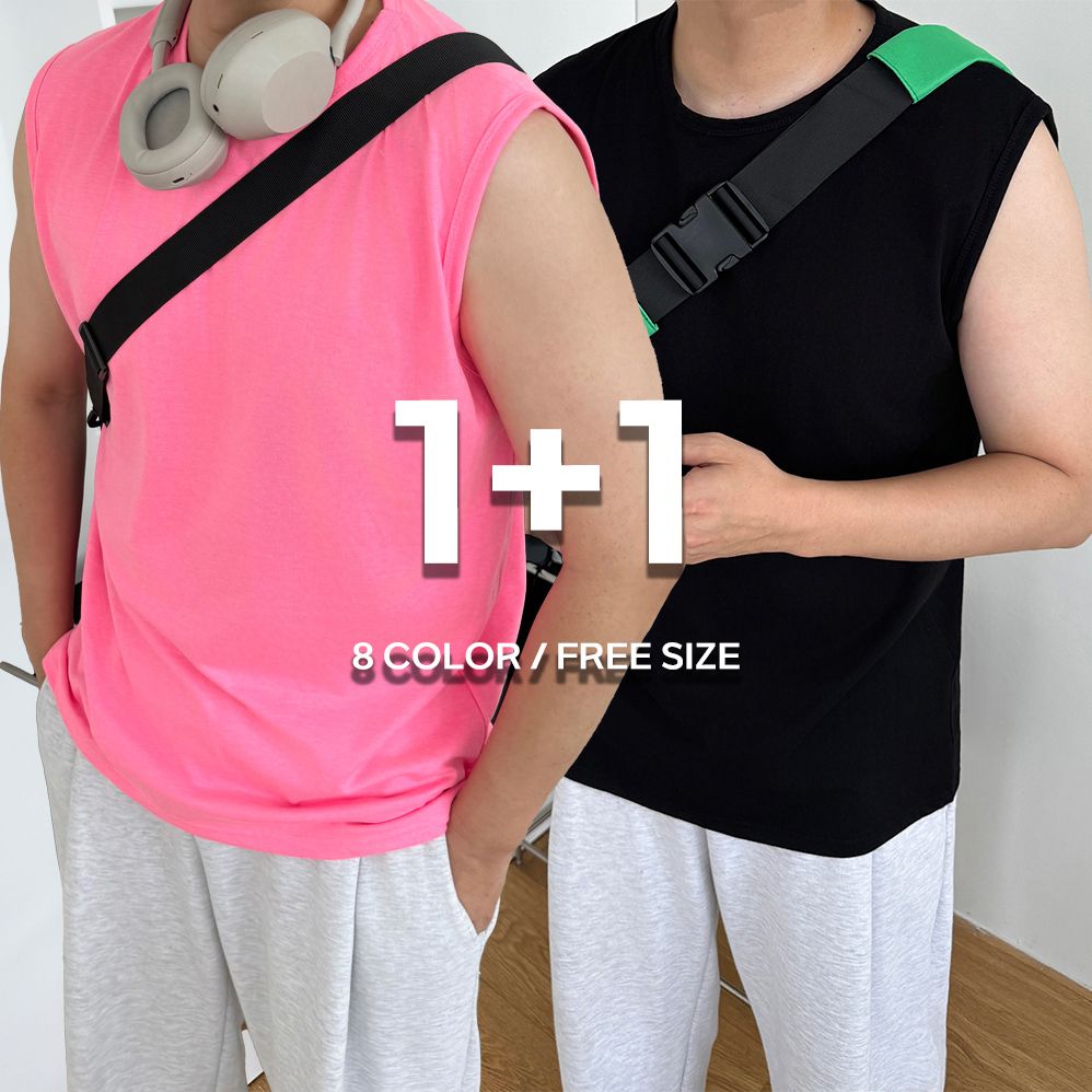 1+1 남성나시티 오버핏나시 남자민소매 - 상품 이미지