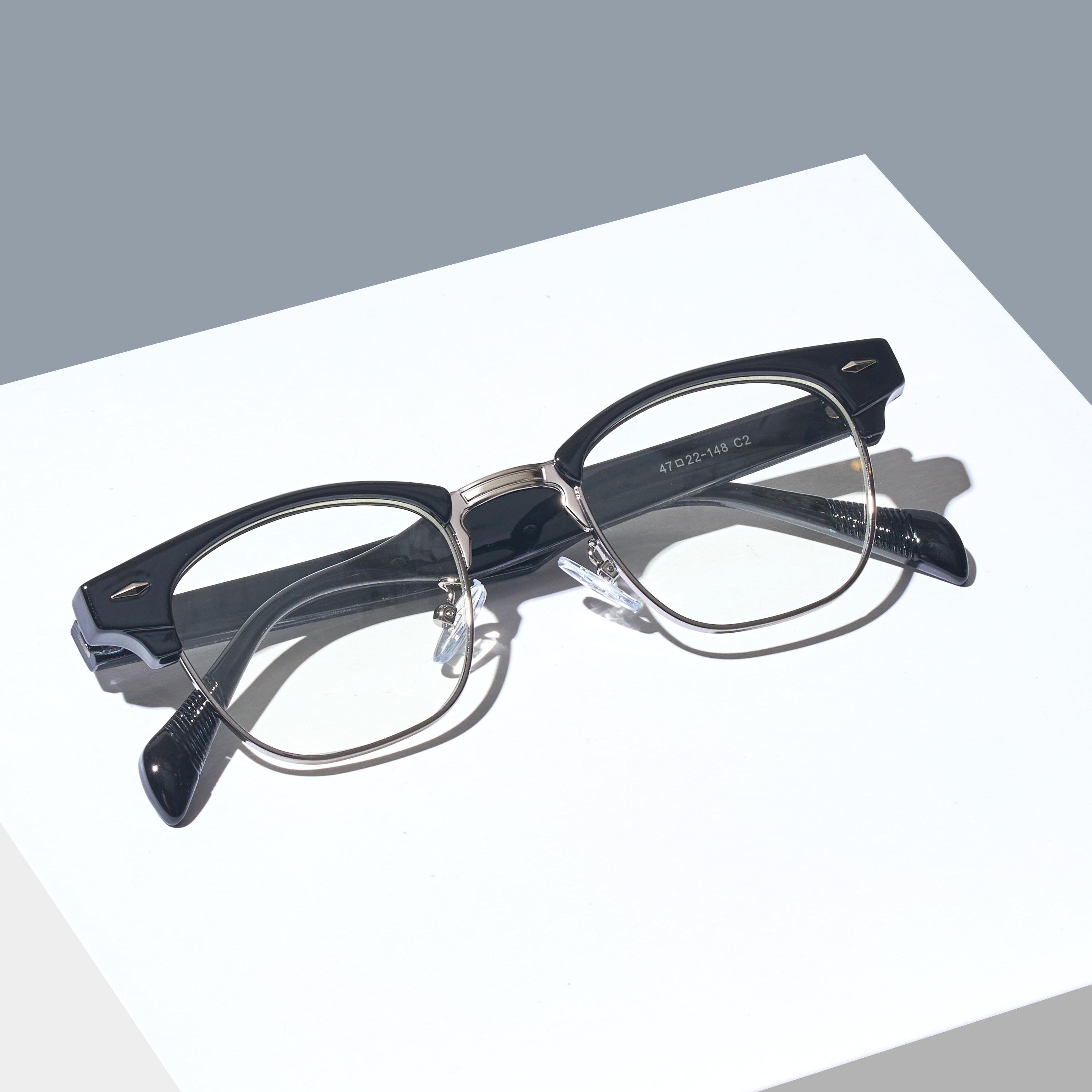 빈티지 사각 하금테 반뿔테 안경 반테 자외선 블루라이트 차단