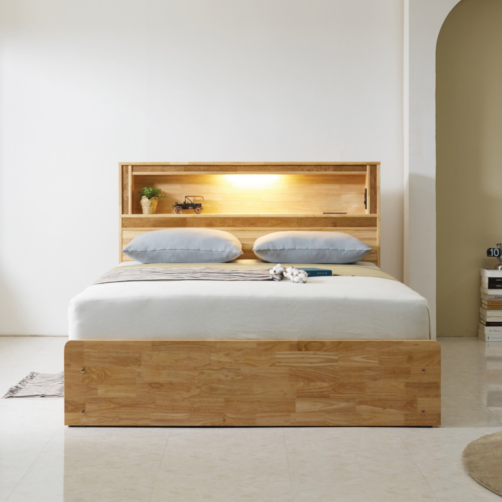 포인트 원목침대프레임 높은침대프레임 서랍형 엔틱 수납 SS