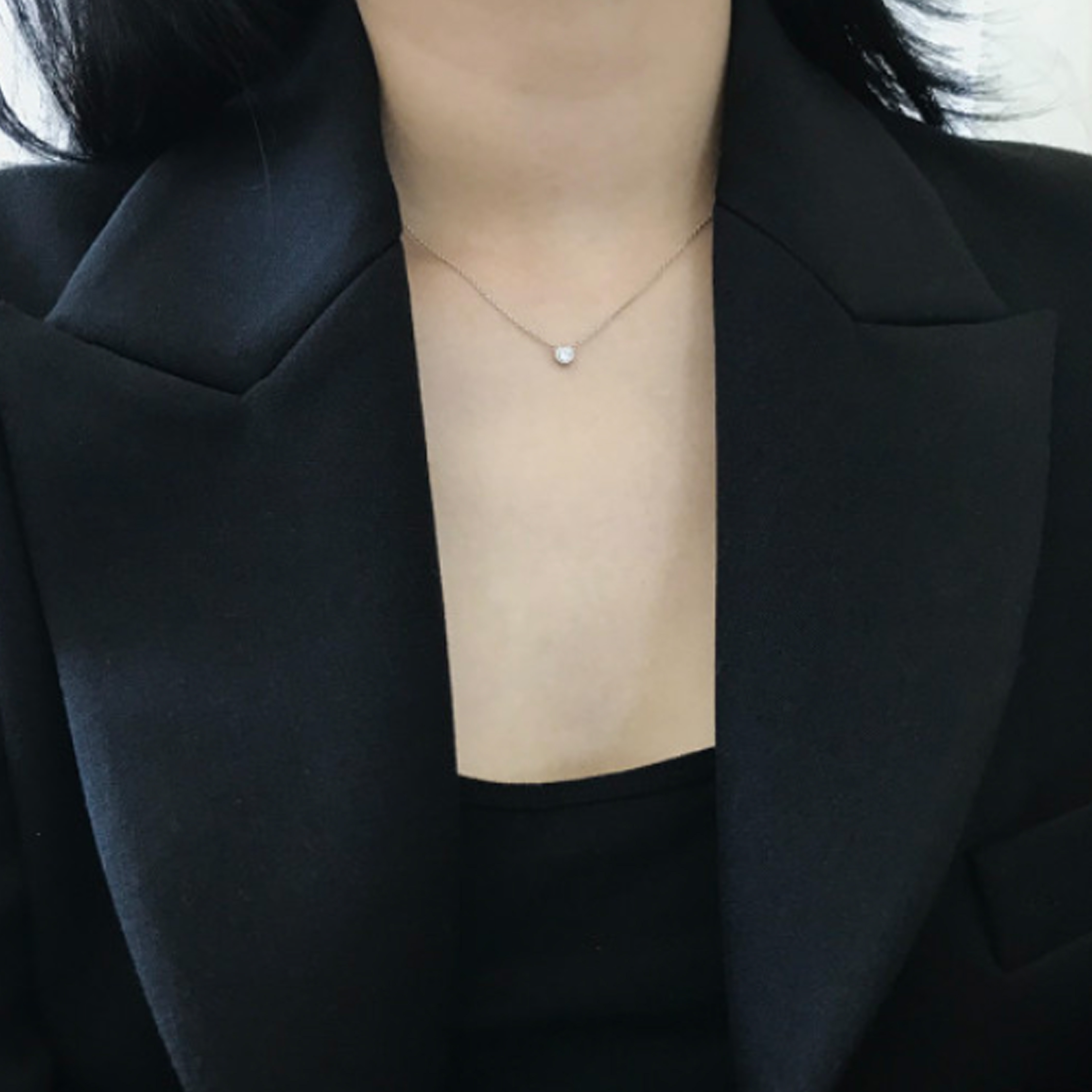 큐빅목걸이 심플 미니 실버925 레이어드 네크리스 이미지 7
