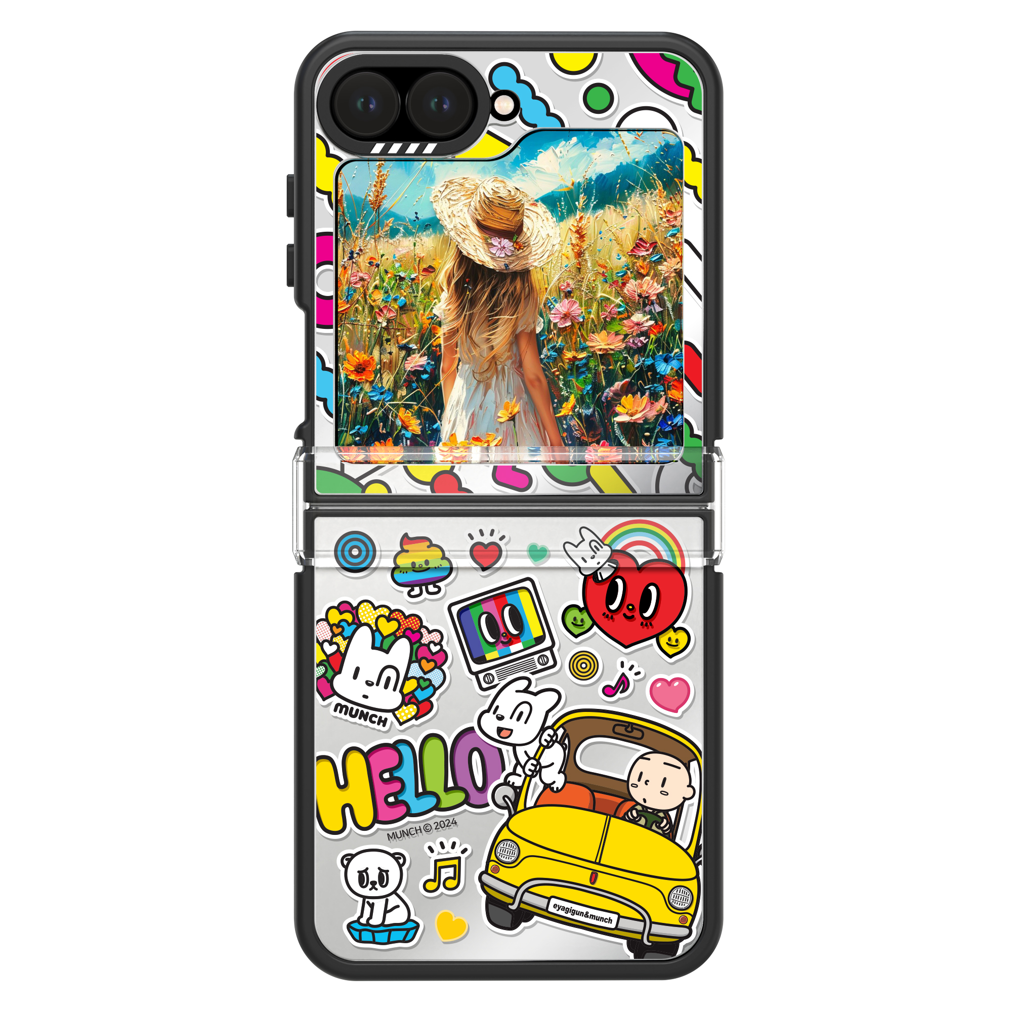 갤럭시 Z플립6 플립7fe 미러 뭉크 디자인 거울 휴대폰 케이스 헬로