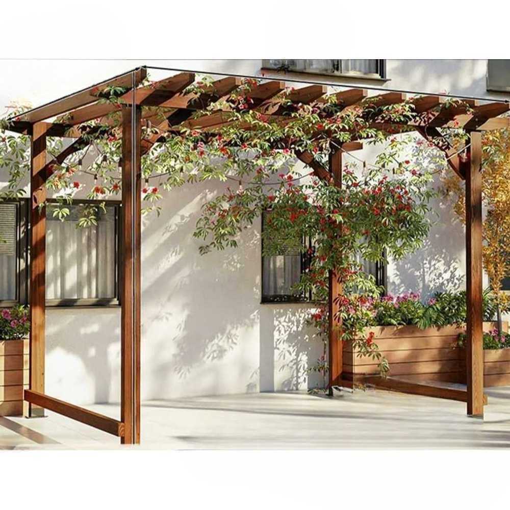 테라스 나무정자 마당 펜션 카페 가제보 상품 오두막 야외 (A형) 3m x 1.3m x 2m - 상품 이미지