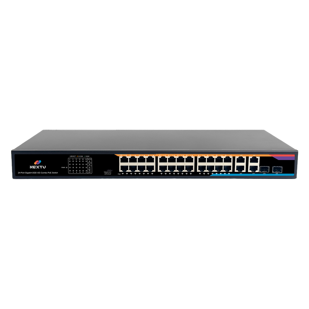 넥스트유 24포트 400W 2TP 2SFP POE 스위칭허브 POE3026SFP-400 - 상품 이미지