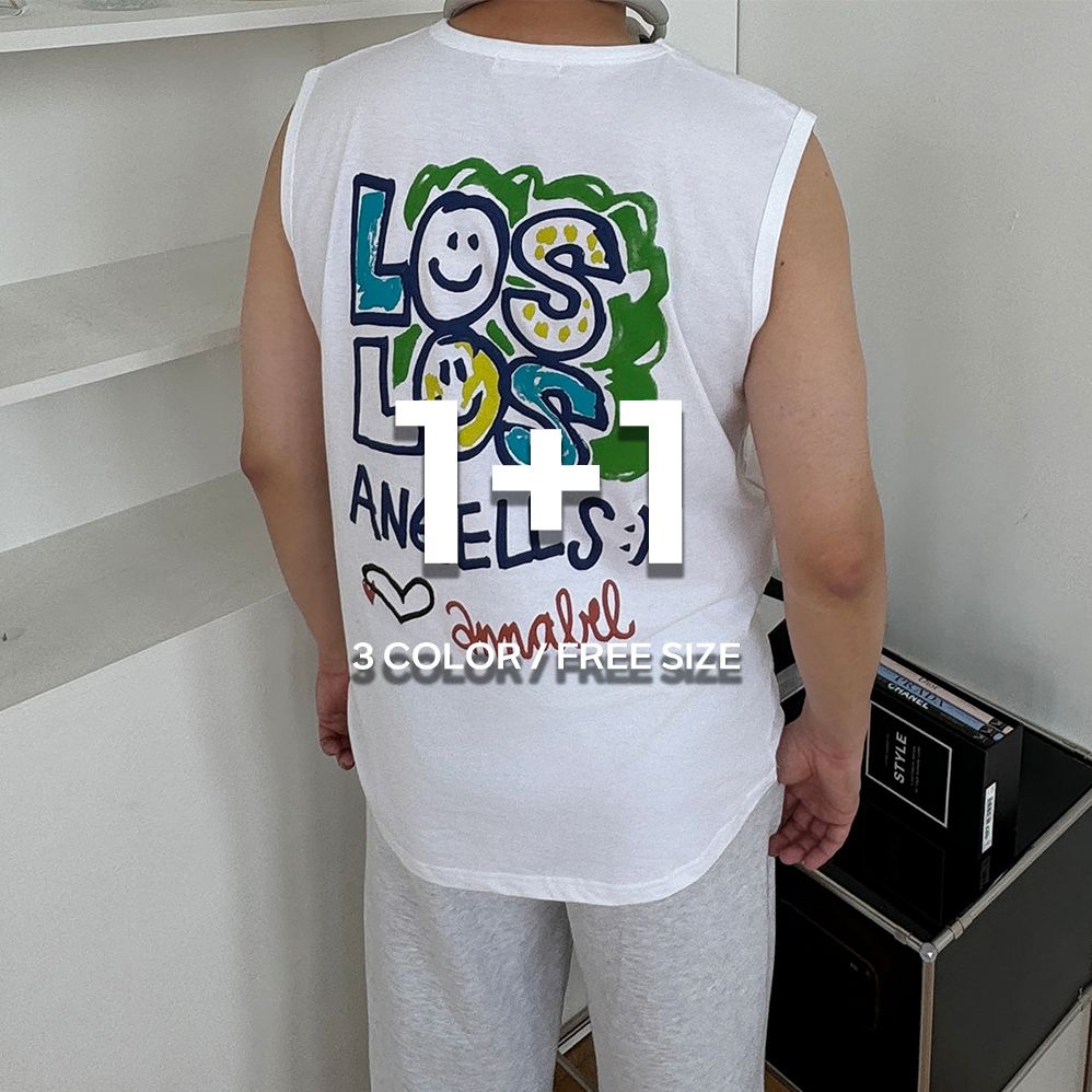 1+1 남자나시티 오버핏나시 남성민소매 - 상품 이미지