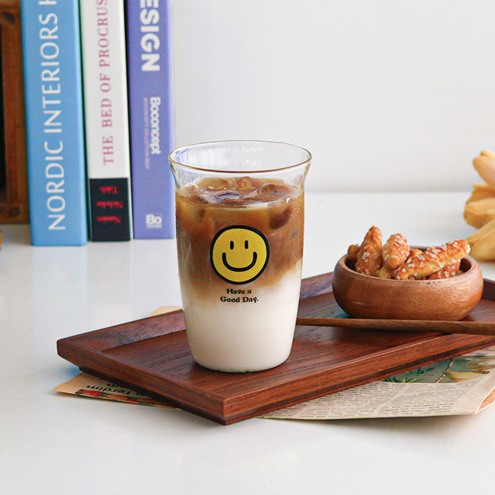 예쁜 데이지 스마일 레터링 유리컵 하이볼 온더락잔 집들이선물 결혼선물 아이스 커피잔