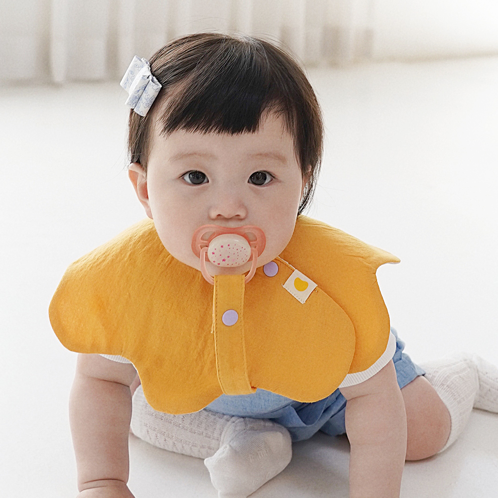 6+1 말랑하니 에어롤링 아기 턱받이 신생아 이유식 침받이 스카프빕 케이프 오렌지 이미지 6