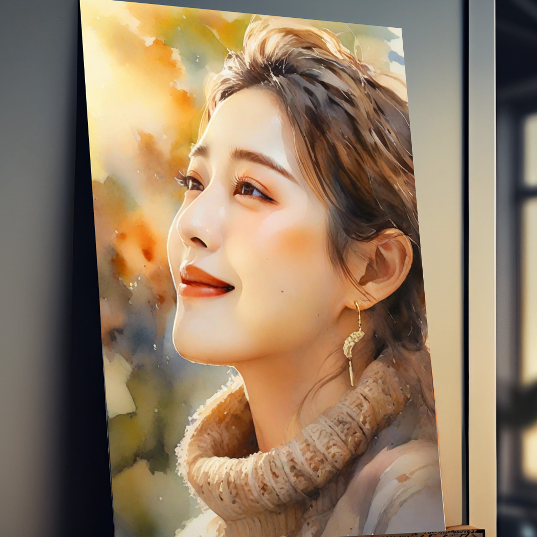 캐리커쳐 수채화 초상화 초슬림 메탈 액자 일러스트 인물화 그림 주문제작 유니뮤즈 정M - 상품 이미지