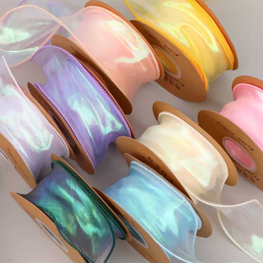 40mm 오간디 오간자 리본 꽃 선물 포장 셀프 청첩장 기본