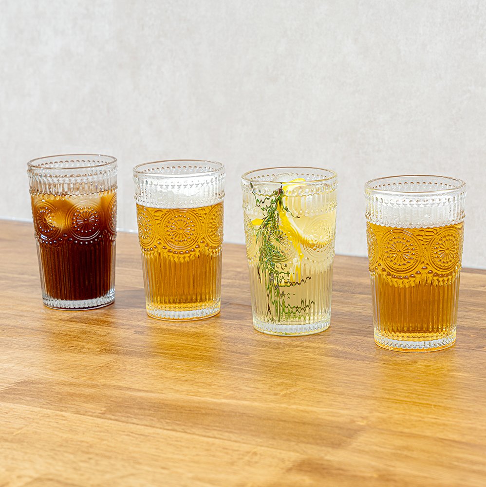 인블룸 엔틱 패턴 하이볼잔 유리컵 400ml - 상품 이미지