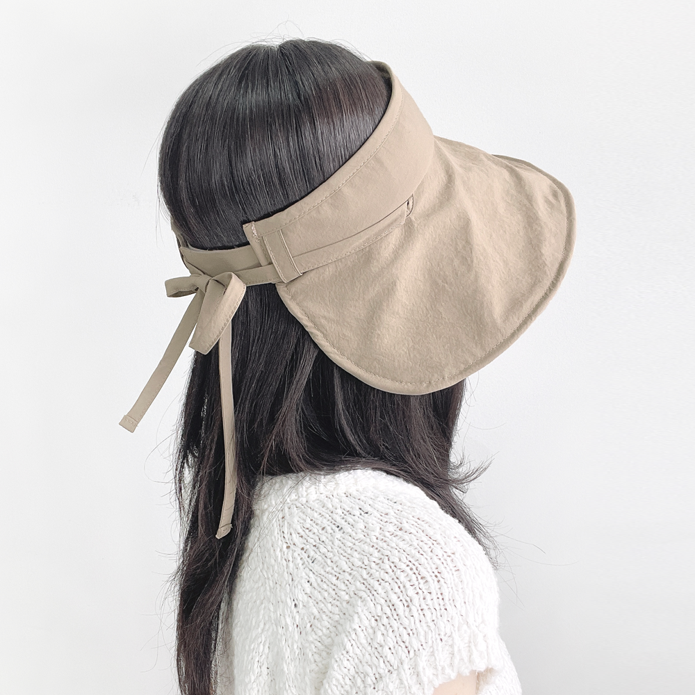 코르 바스락 스트랩 끈 휴양지 챙넓은 여성 여름 자외선차단 썬캡