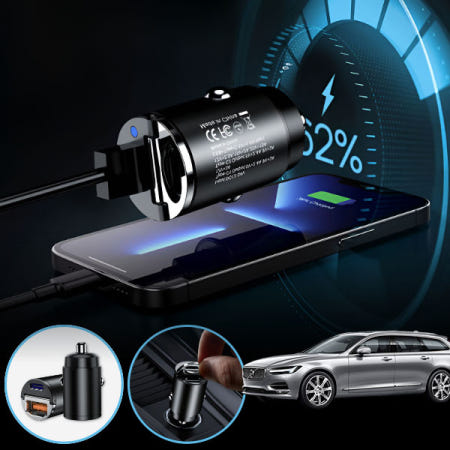 대원카 볼보V90 E13 45W 2포트 USB + Type-C 초고속 미니 차량용 충전기   UCT-035 cs22006