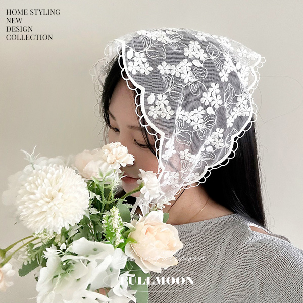 플라리나화이트레이스헤어두건 : 풀문shop