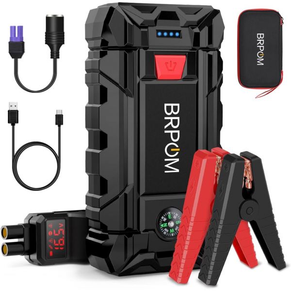 BRPOM 자동차 점프 스타터 3000A 피크 26800mAh최대 10L 가스 또는 8.0L 디젤 엔진 50회 12V 자동 부스터 배터리 팩 박스 급속 충전기... 
