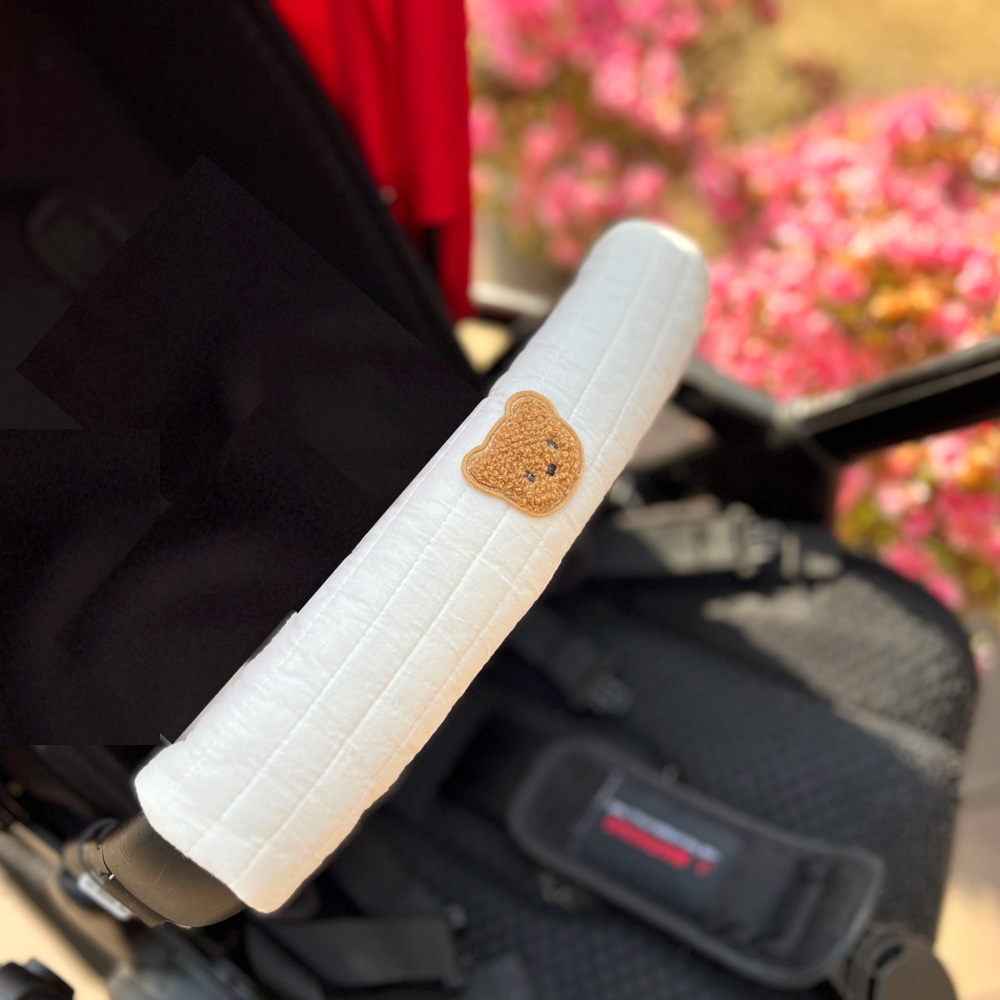 곰돌이 누빔 유모차 안전바커버 안전 벨트커버 침받이