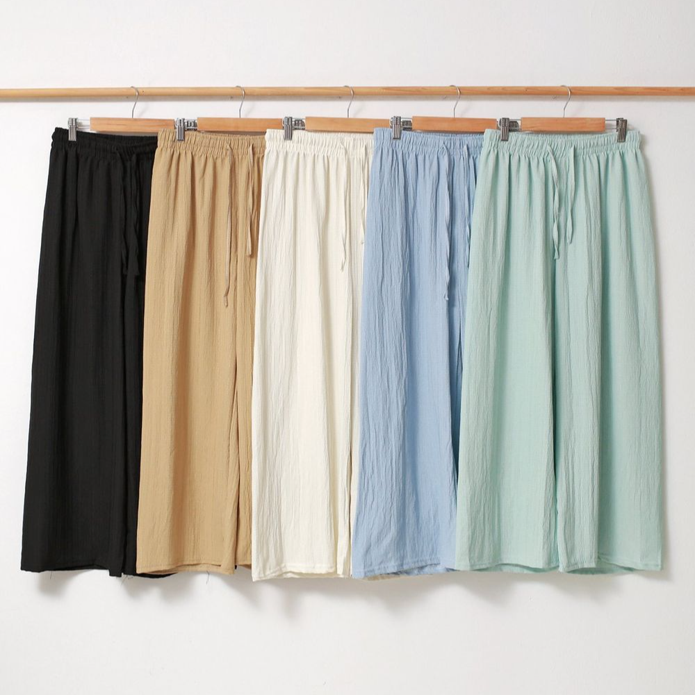 쿨지지미밴딩통바지 아이스여름밴딩와이드바지 - 상품 이미지