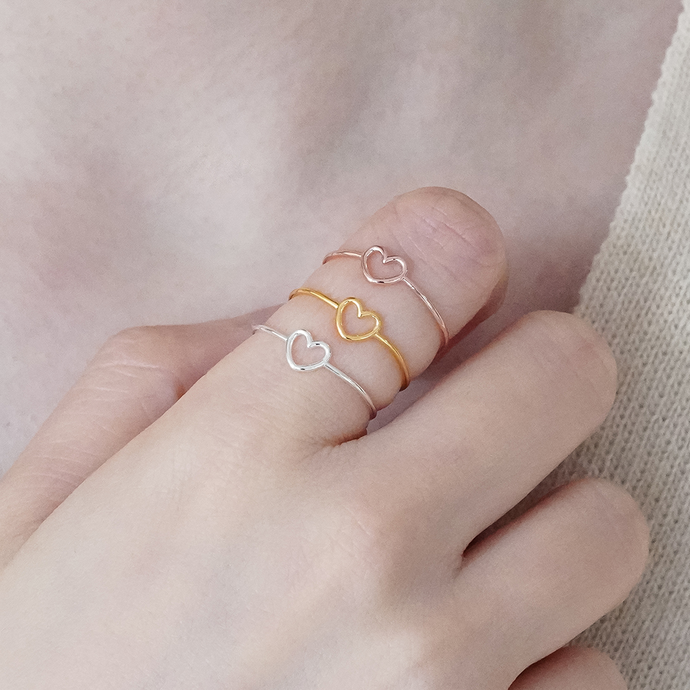 실버925 하트 얇은 마디 은 반지 우정 - 상세 이미지 5