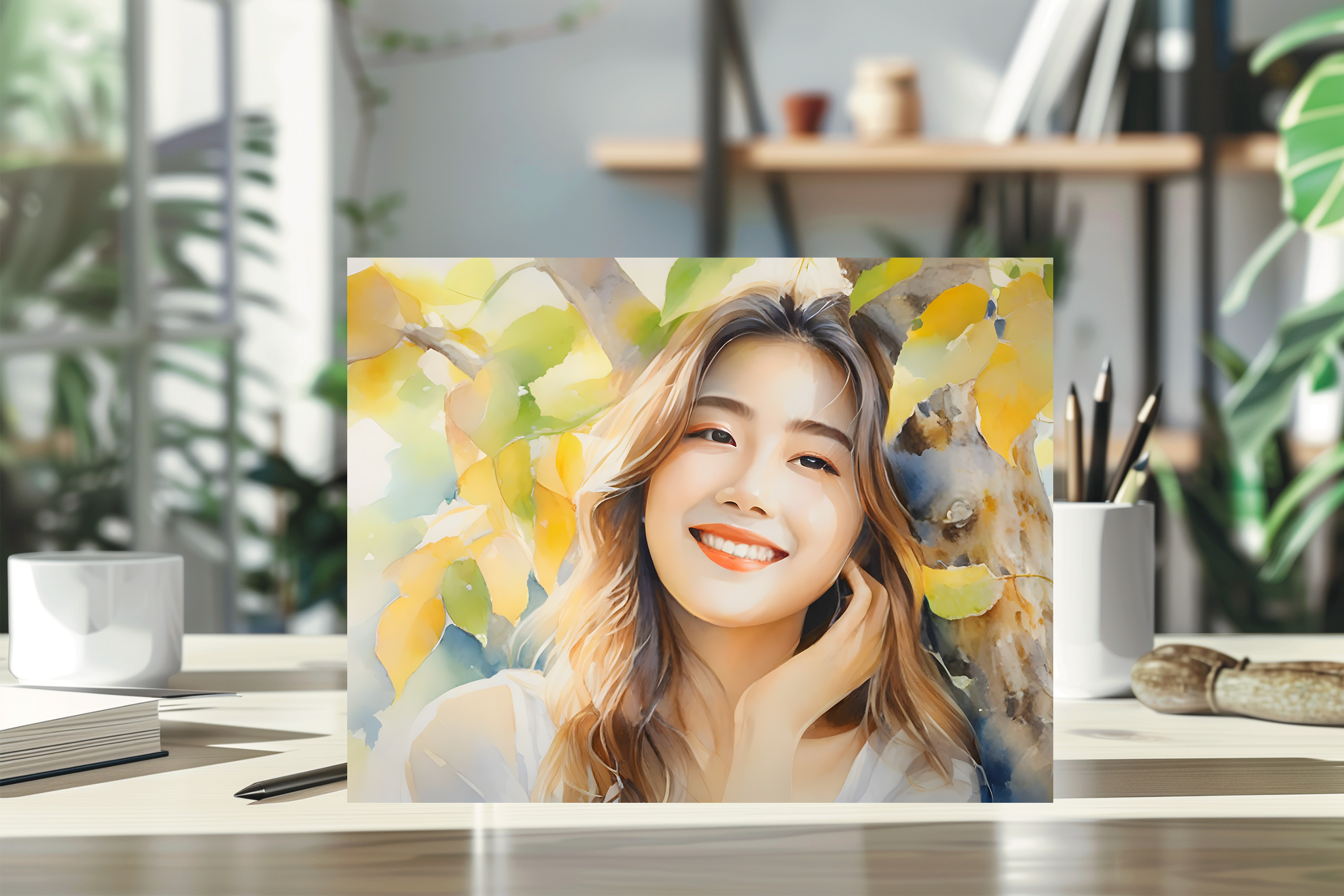 캐리커쳐 수채화 초상화 초슬림 메탈 액자 일러스트 인물화 그림 주문제작 유니뮤즈 정M - 상세 이미지 4