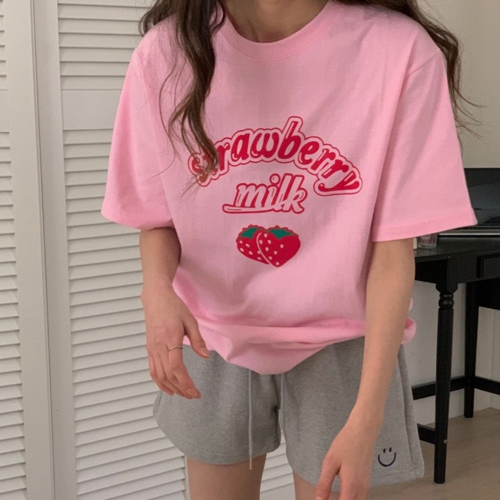 반팔 티셔츠 여름 면 여성 박스티 오버핏 루즈핏 크롭 - 상세 이미지 3