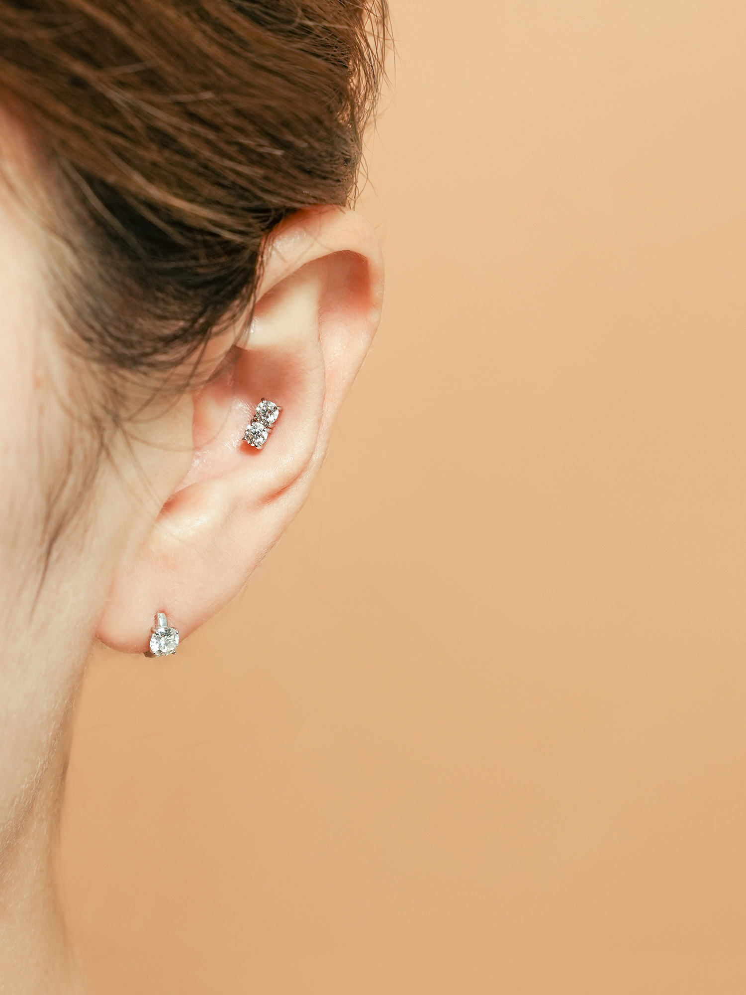 [0.8mm]14K 인터널 모이사나이트 다이아 더블 라블렛 피어싱 귀걸이 - 상세 이미지 5