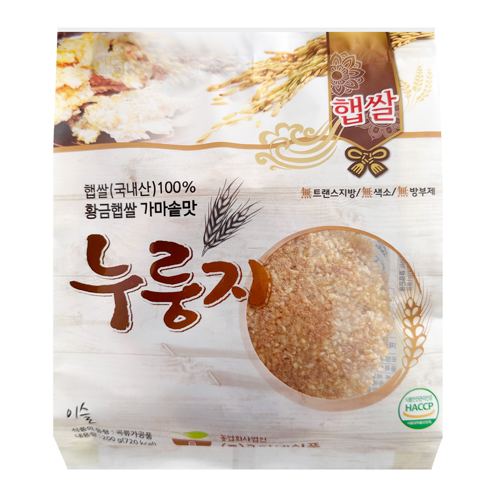 구가네식품 황금햅쌀 가마솥맛 누룽지 200g : 푸드뱅크주식회사