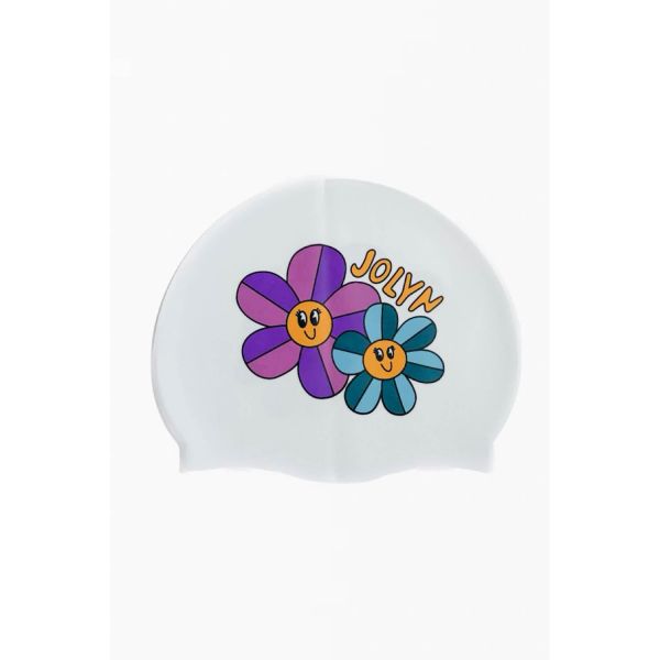 졸린 실리콘 수모 수영모자 해피 플라워 Jolyn Silicone Swim Cap (prints) - Happy Flower - 메인 이미지