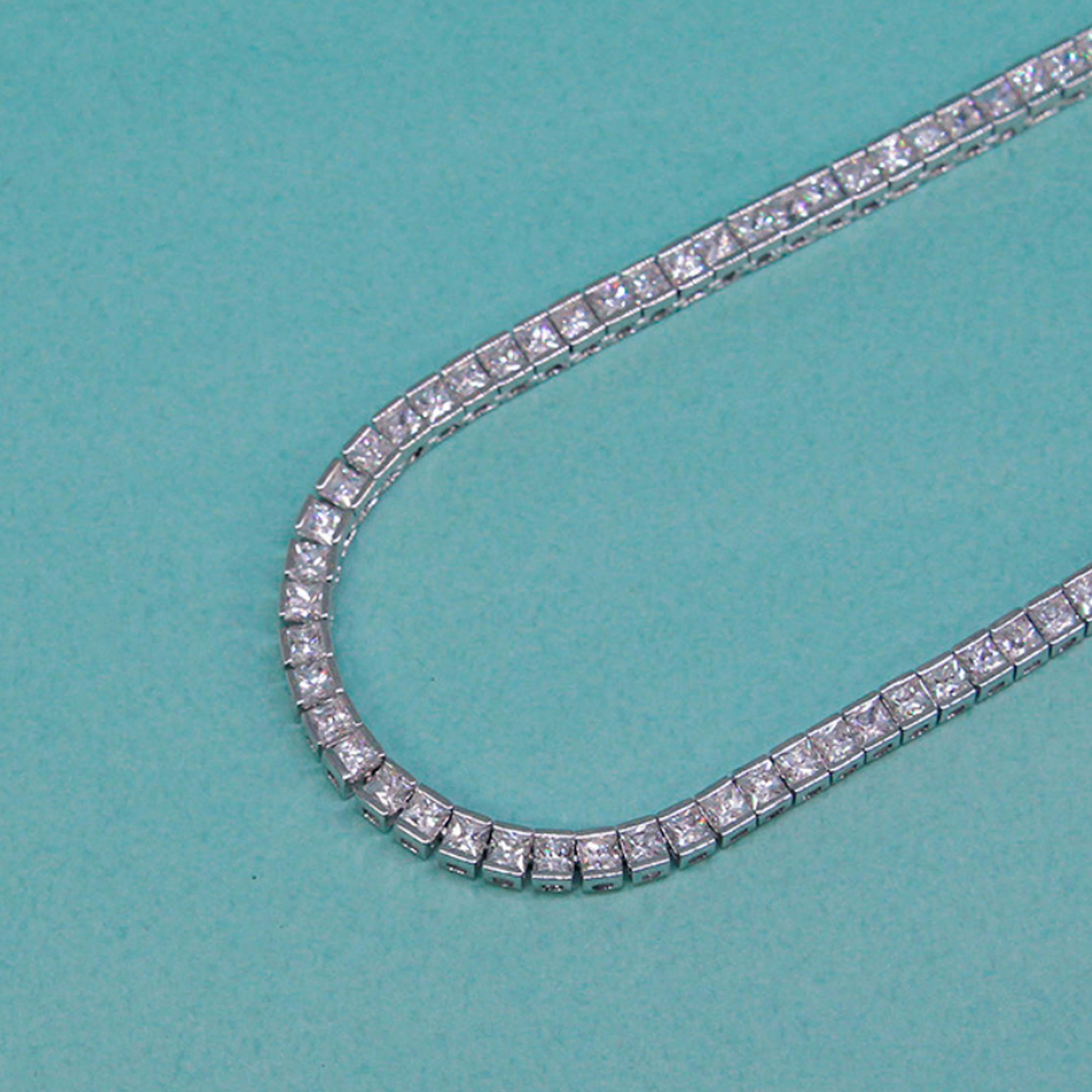 2.5mm 스퀘어 큐빅 지르코니아 테니스목걸이 - 상세 이미지 2