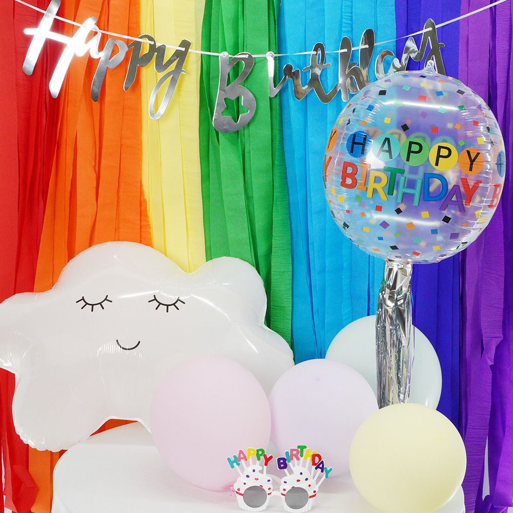 생일 파티용품 축하 풍선세트 무지개 레인보우 - 상세 이미지 5