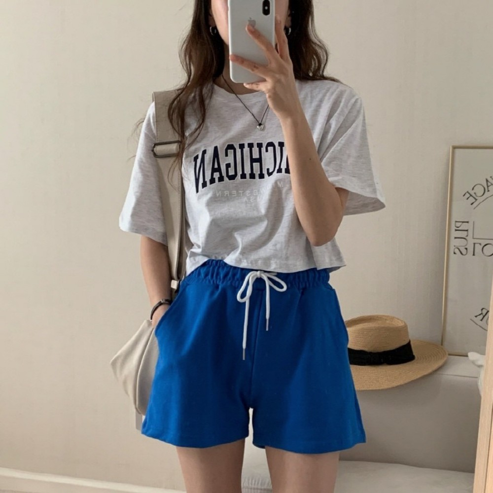 반팔 티셔츠 여름 면 여성 박스티 오버핏 루즈핏 크롭 이미지 8