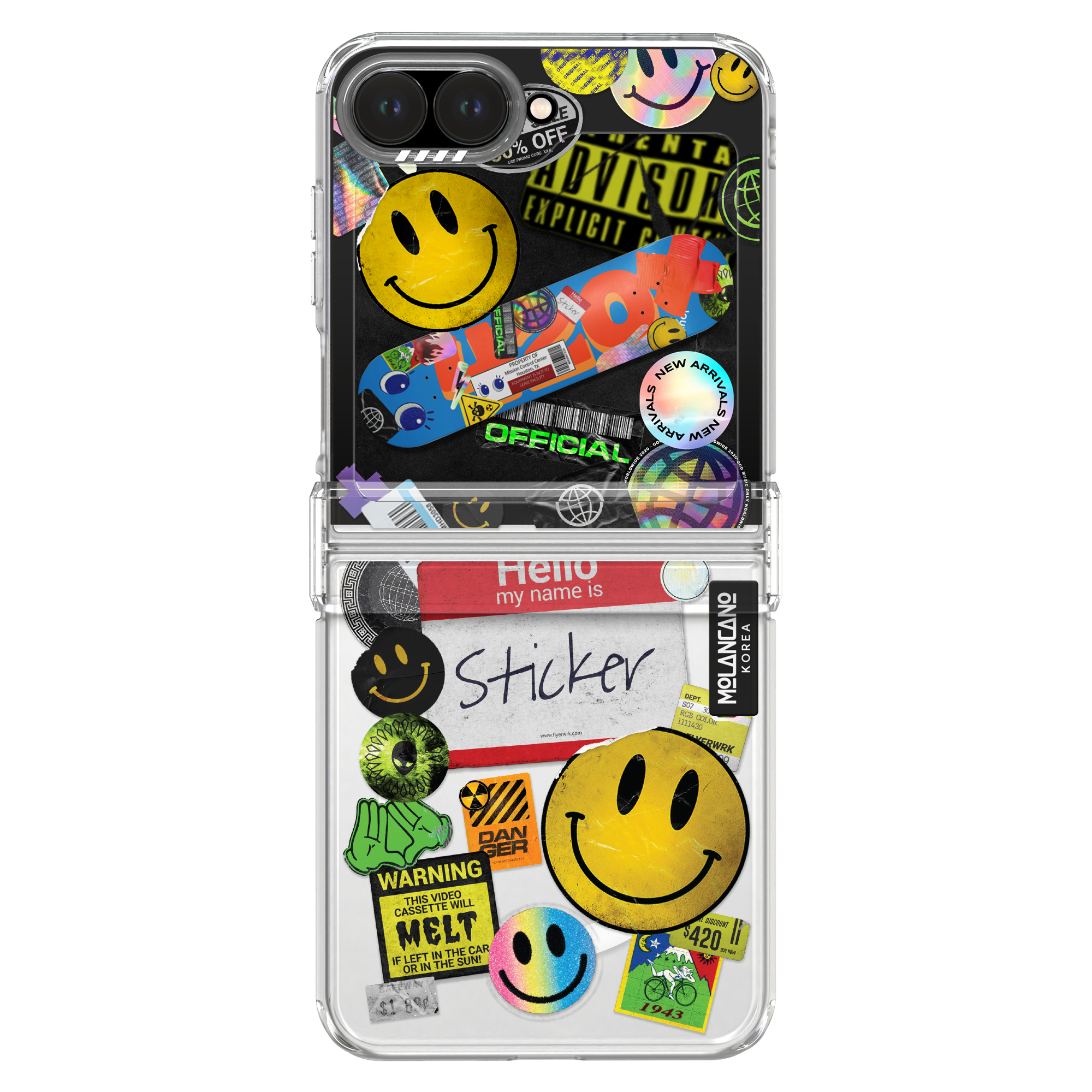 갤럭시 Z플립6 플립7fe 크리스탈 디자인 맥세이프 휴대폰 케이스 스마일스티커