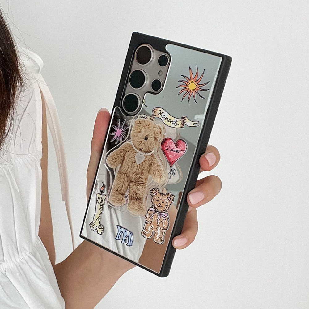 vintage drawing pattern 아이폰 15pro 미러 범퍼 케이스 - 상세 이미지 3