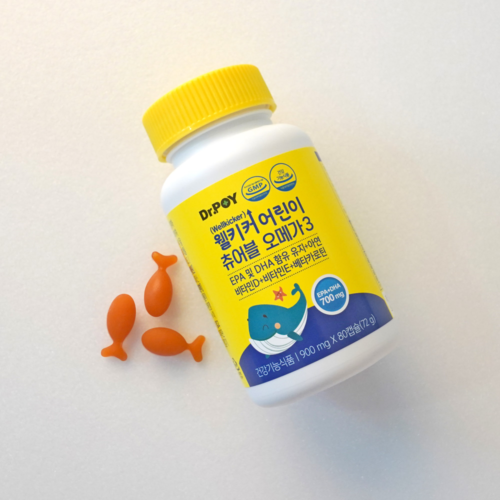 (60일분) 닥터포이 웰키커 어린이 츄어블 rTG 오메가3 오렌지맛 900mg x 80캡슐, 3개 - 상세 이미지 3